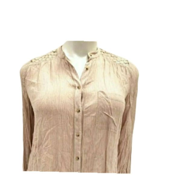 Women's Beige Button-Up Blouse - Picture 2 of 7
